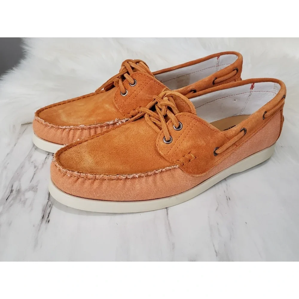 Stefano Bonfiglioli Mens‎ Suede Leather Loafer Boat Shoes ORANGE Sz 43 US 10